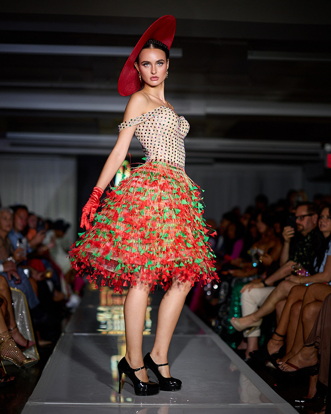 Multicolor feather dress
