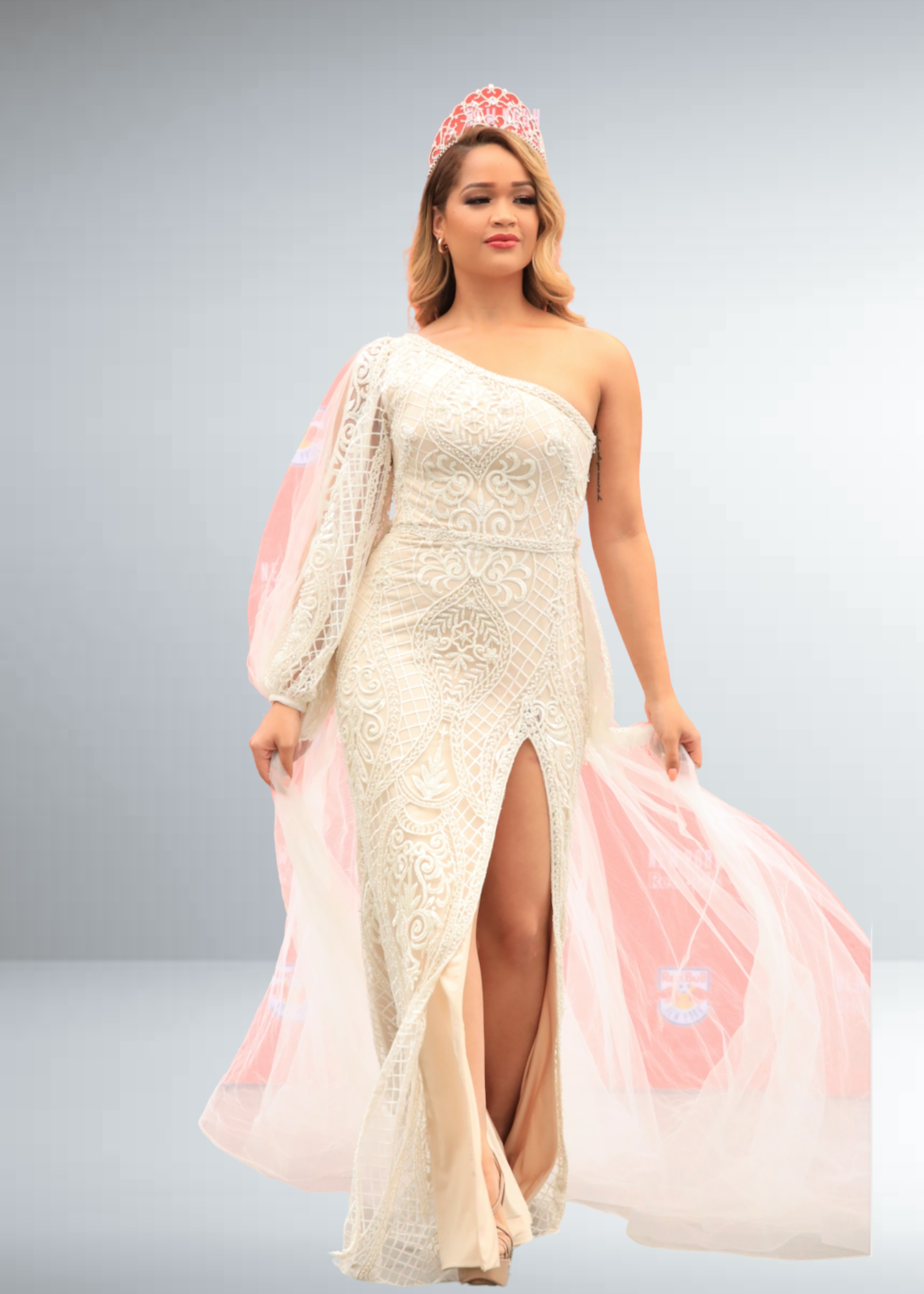 Jessica Asymmetrical Sleeve Wedding Dress