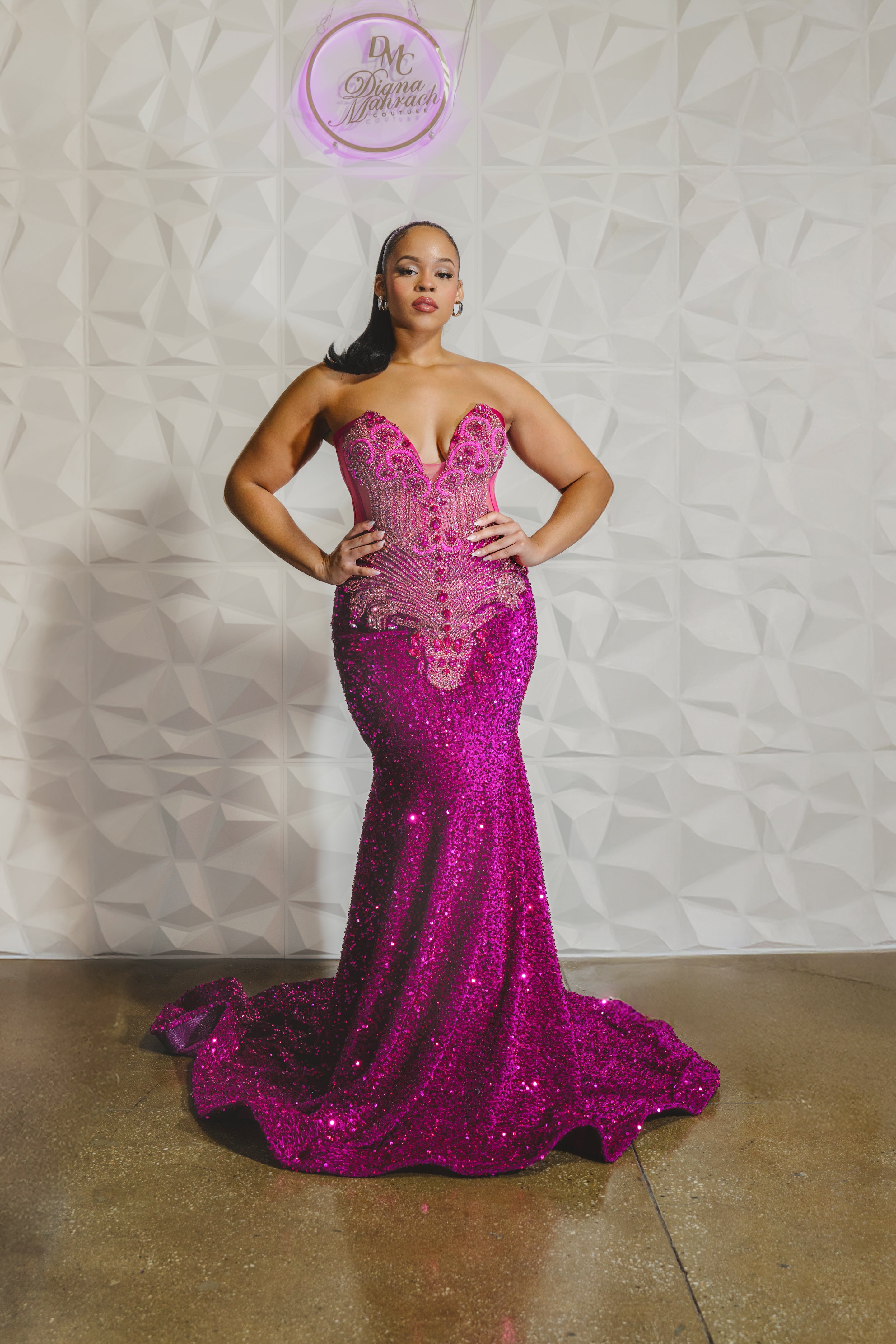 hot pink fishtail dress Norma Kamali x REVOLVE Strapless Fishtail Gown in Orchid Pink