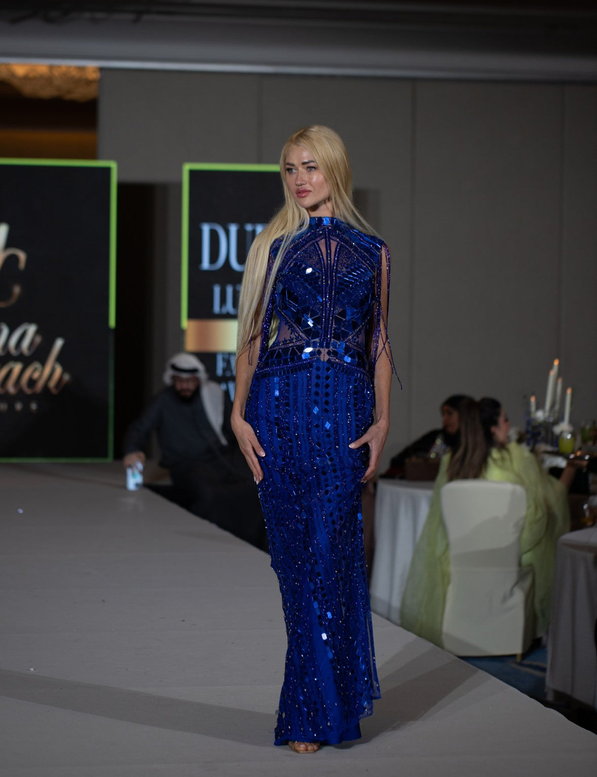 Shiny Blue Maxi Dress