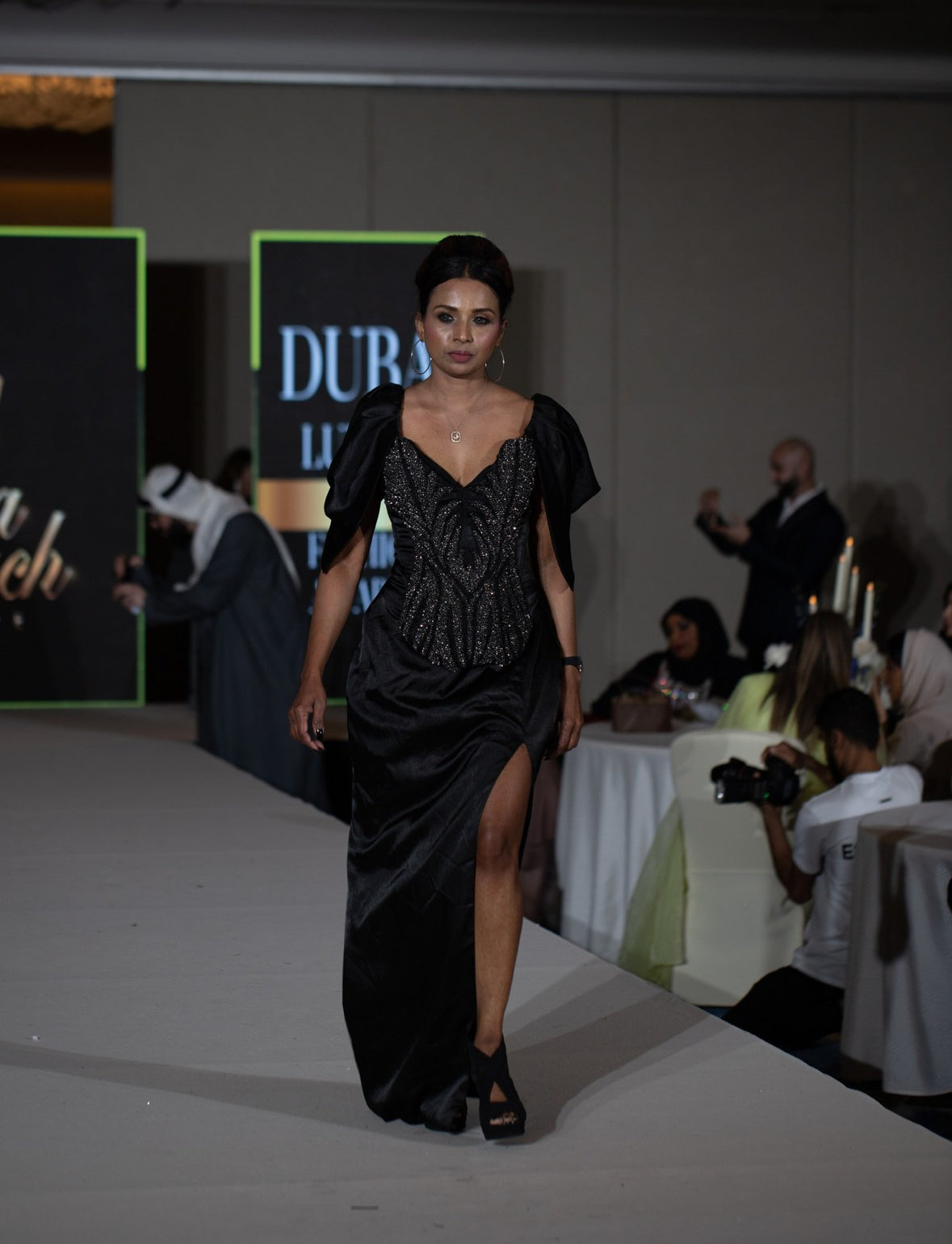 Cap sleeve slit dress