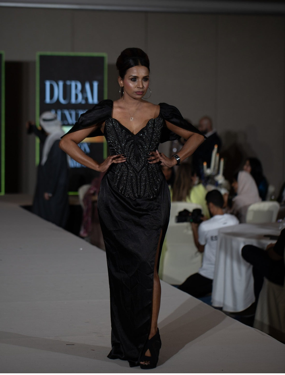 Cap sleeve slit dress