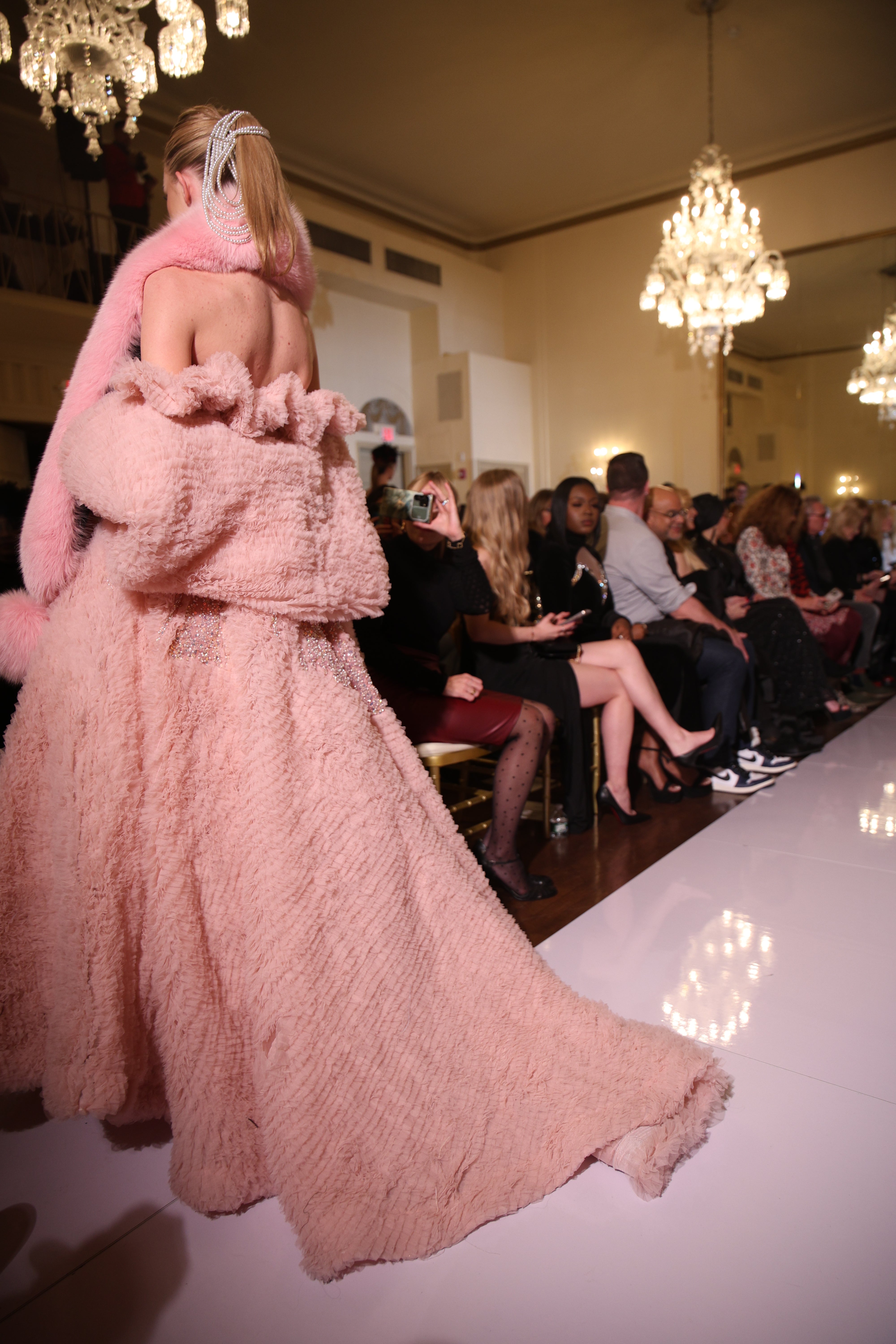 Blush Pink Gown & Faux Fur Stole