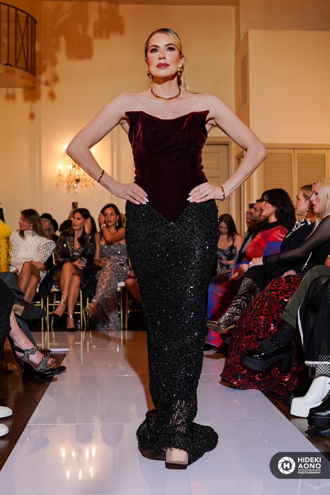 Velvet & Sequin Sculpted Gown