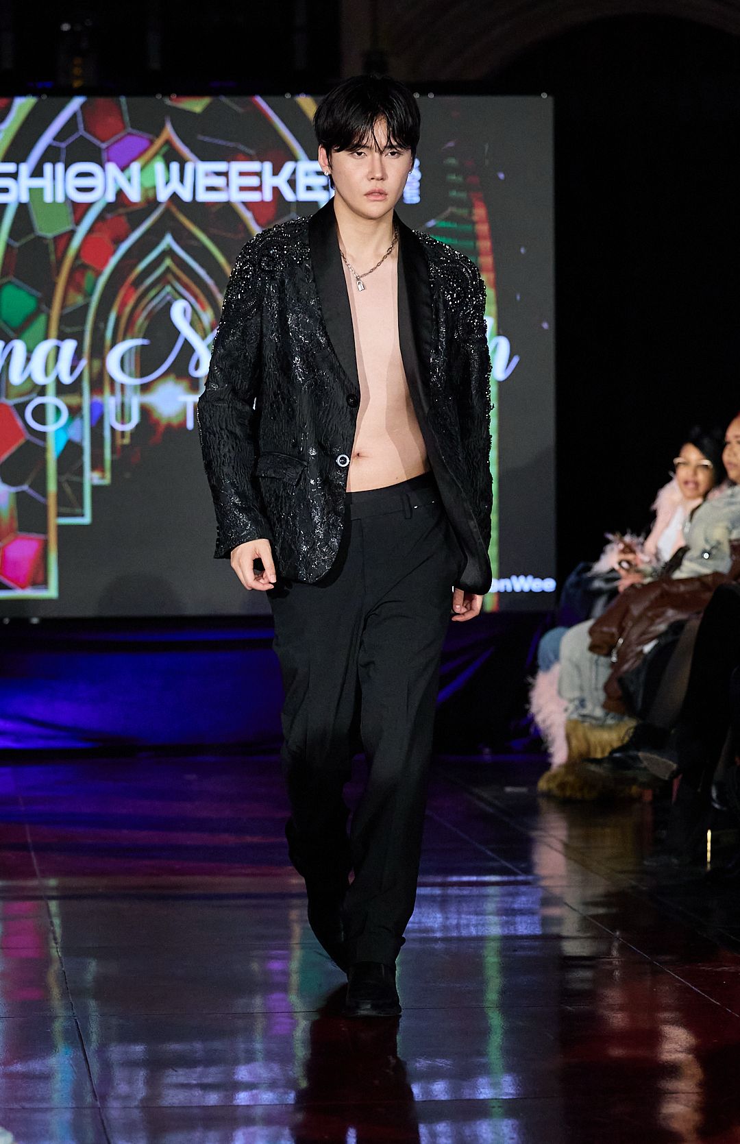 Black Sequin Embellished Blazer