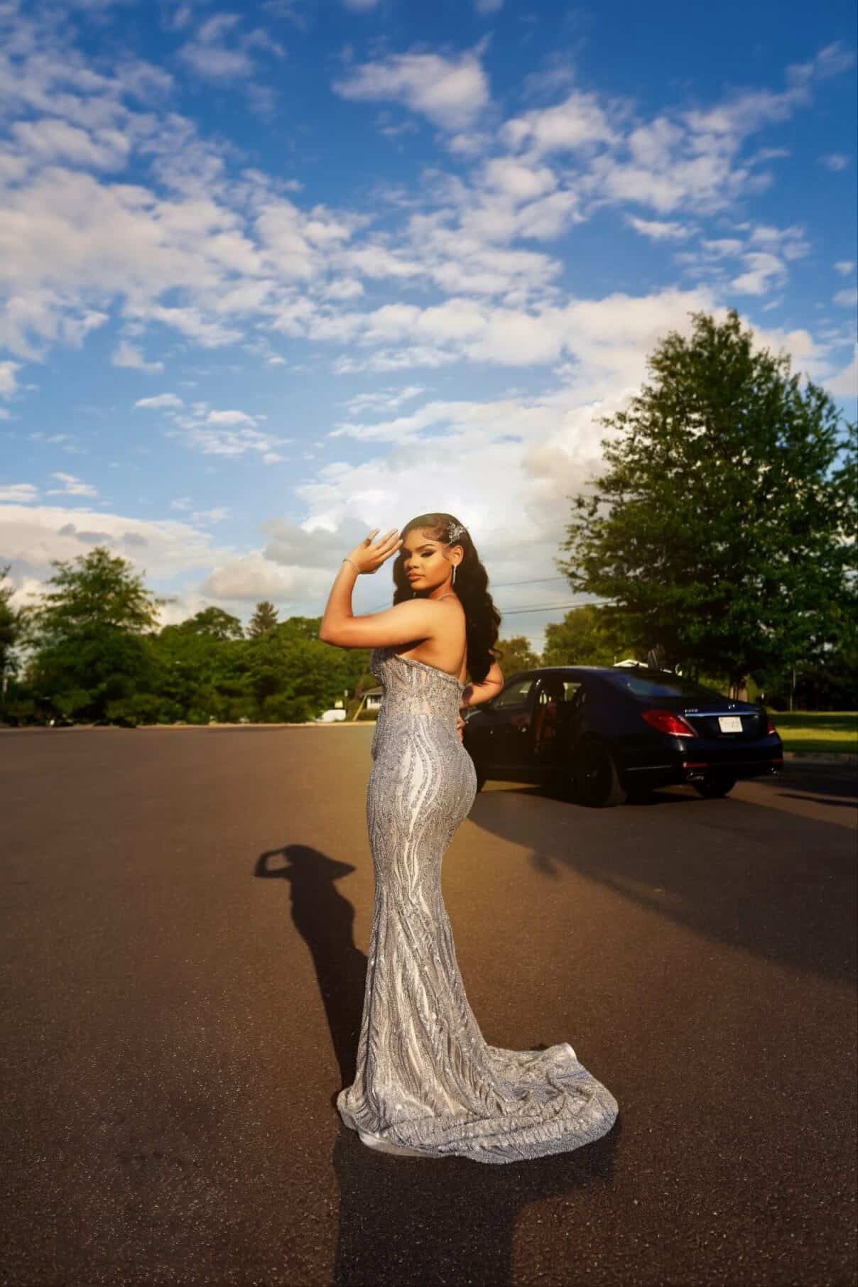 Silver Starlight Prom Gown