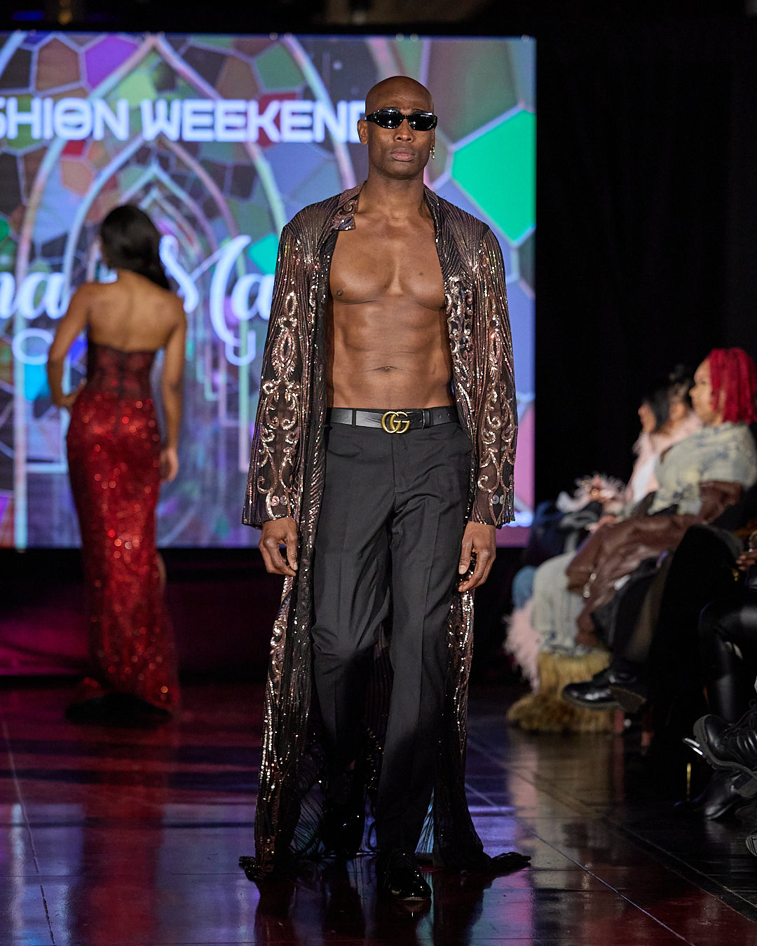 Sequin Embellished Sheer Robe