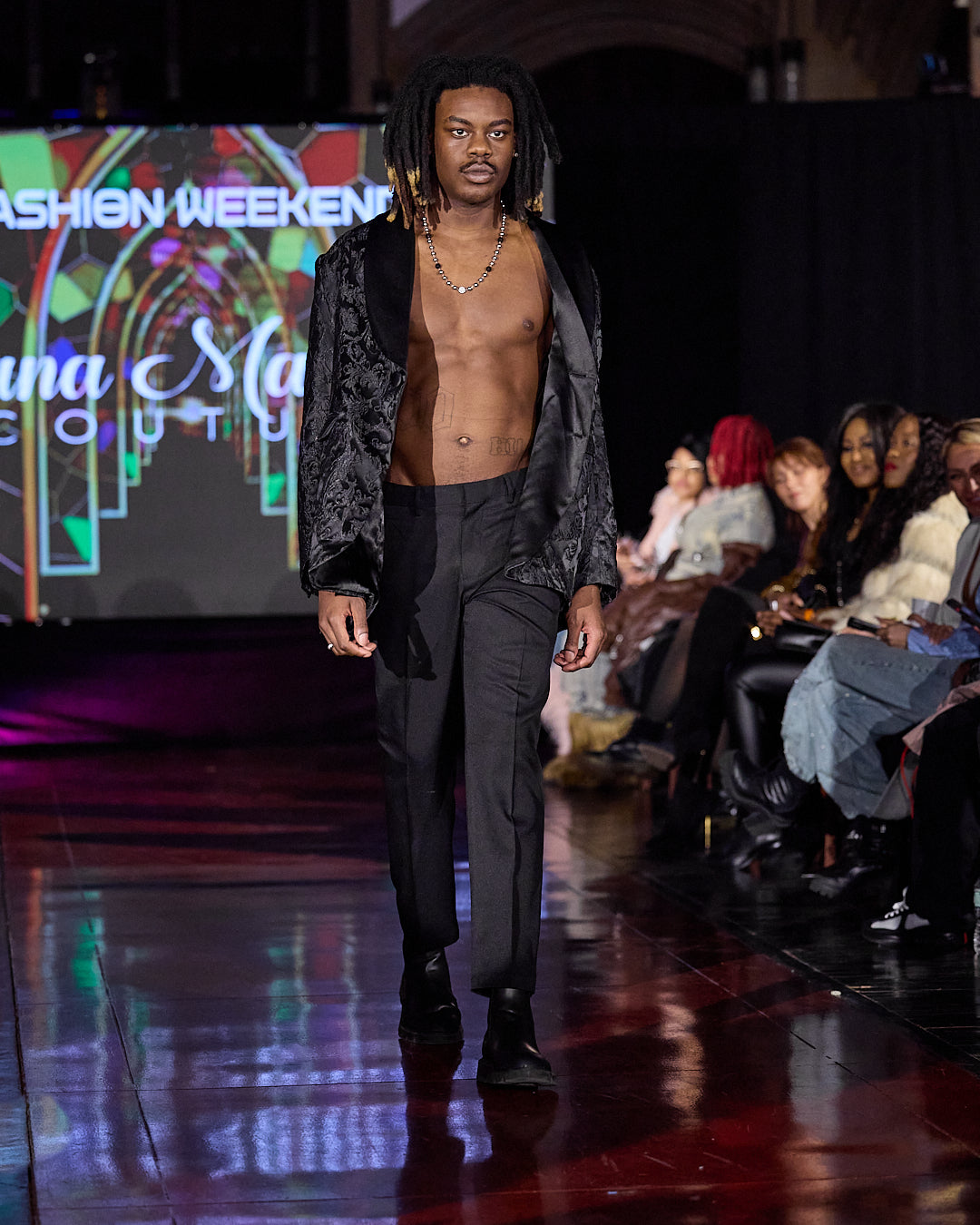 Black Jacquard Suit Set
