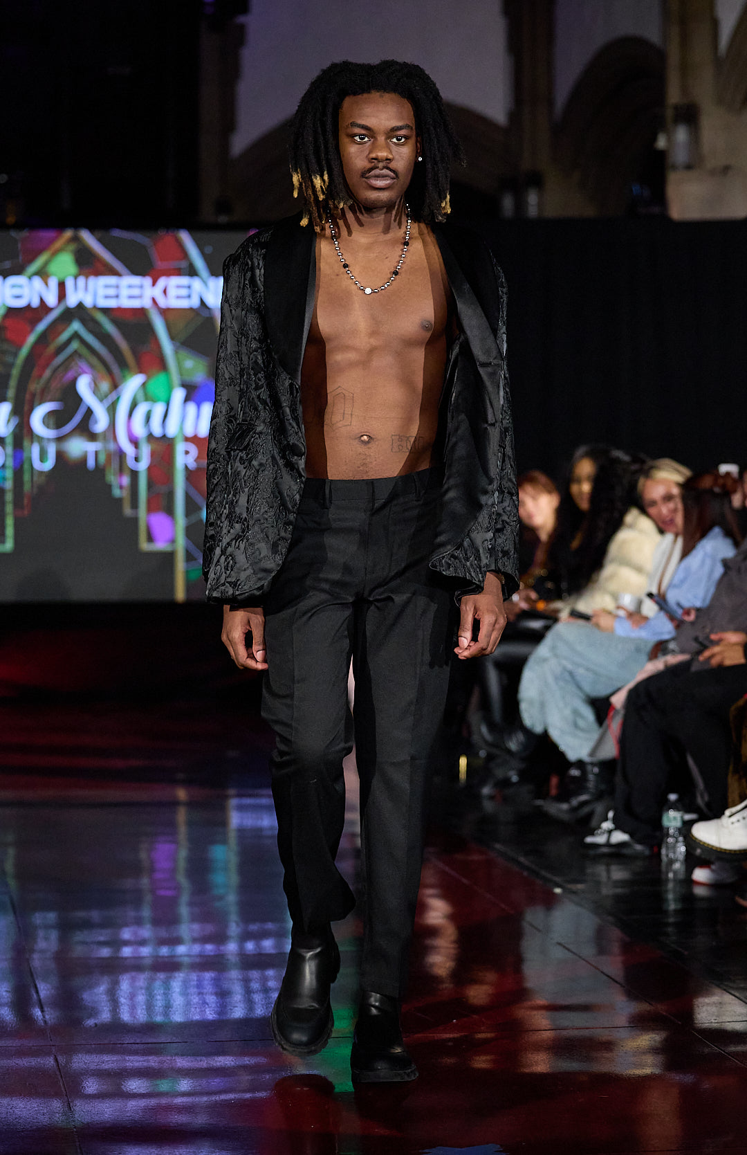Black Jacquard Suit Set