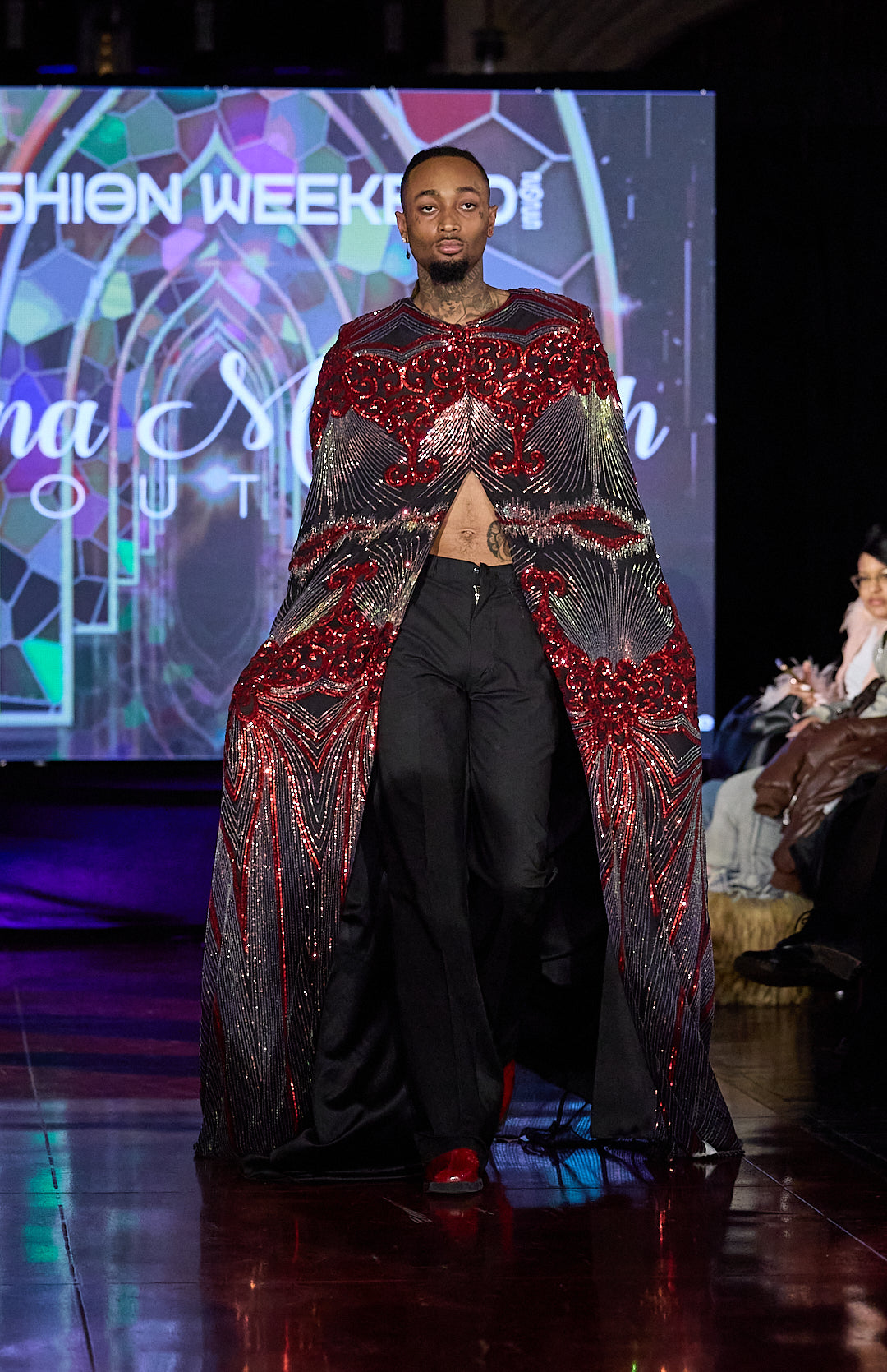 Royal Red Embellished Cape