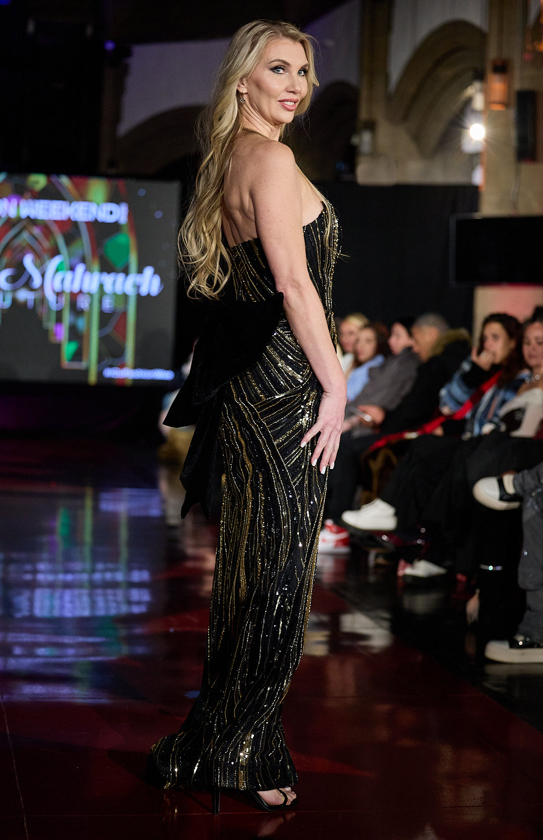 Black & Gold Asymmetrical Gown