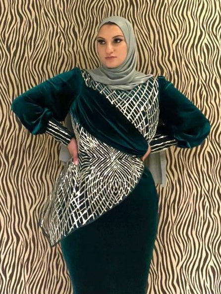 Emerald Velvet Sash Dress