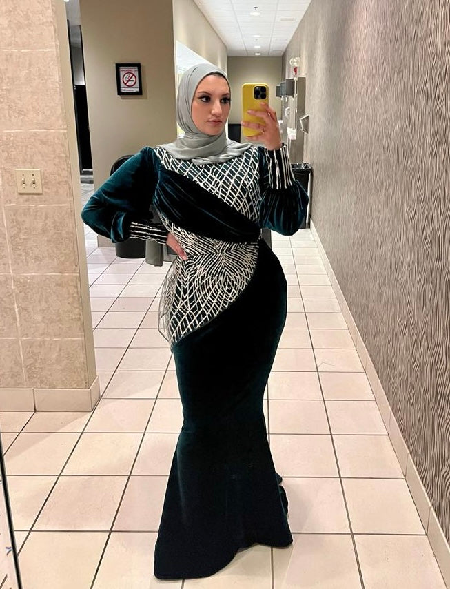 Emerald Velvet Sash Dress