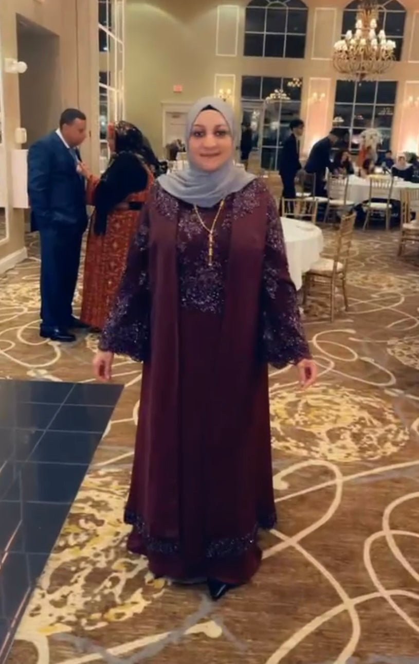 Burgundy Beaded Kaftan