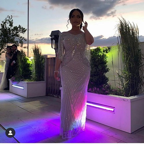 Off Shoulder Sequin Sheath Dress
