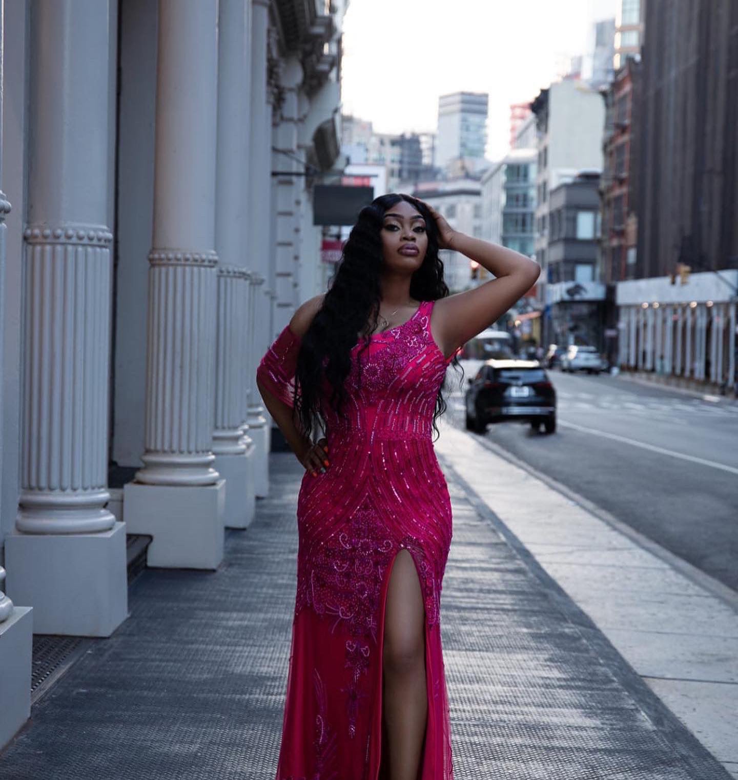Fushia bomb one shoulder