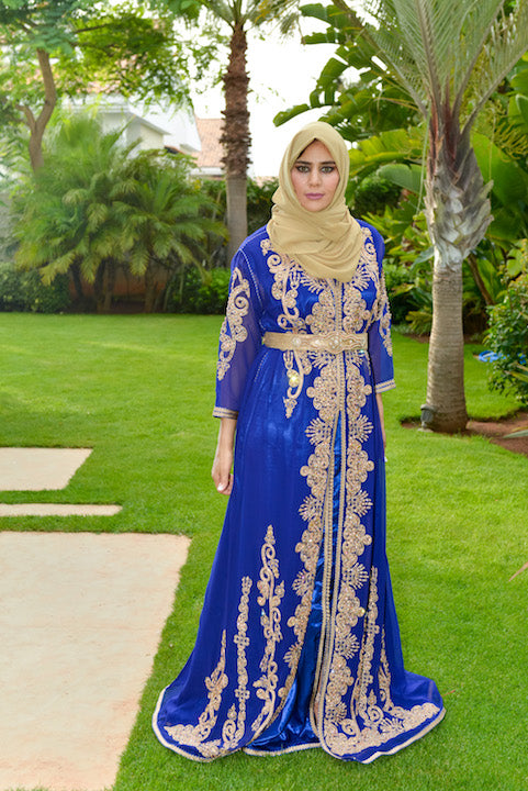 Royal Blue and Gold Kaftan