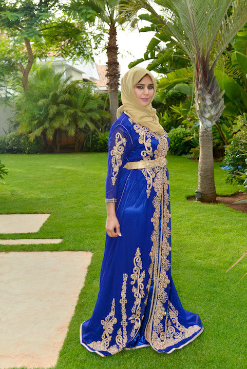 Royal Blue and Gold Kaftan