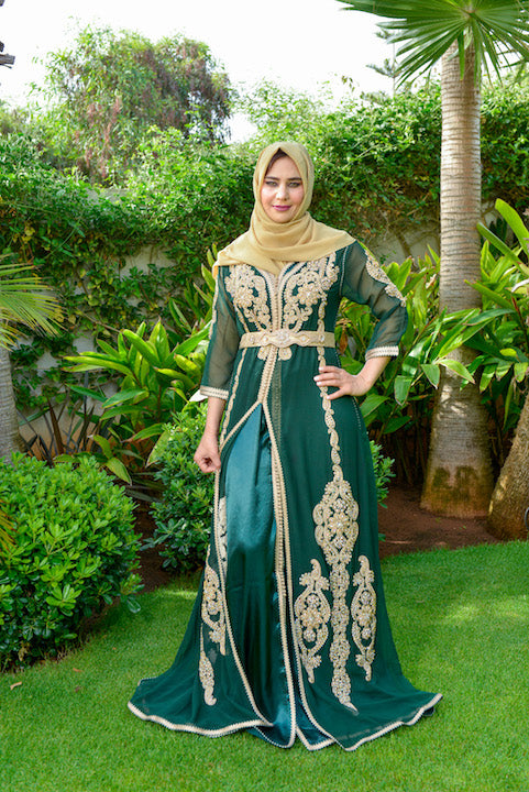 Teal and Gold Kaftan